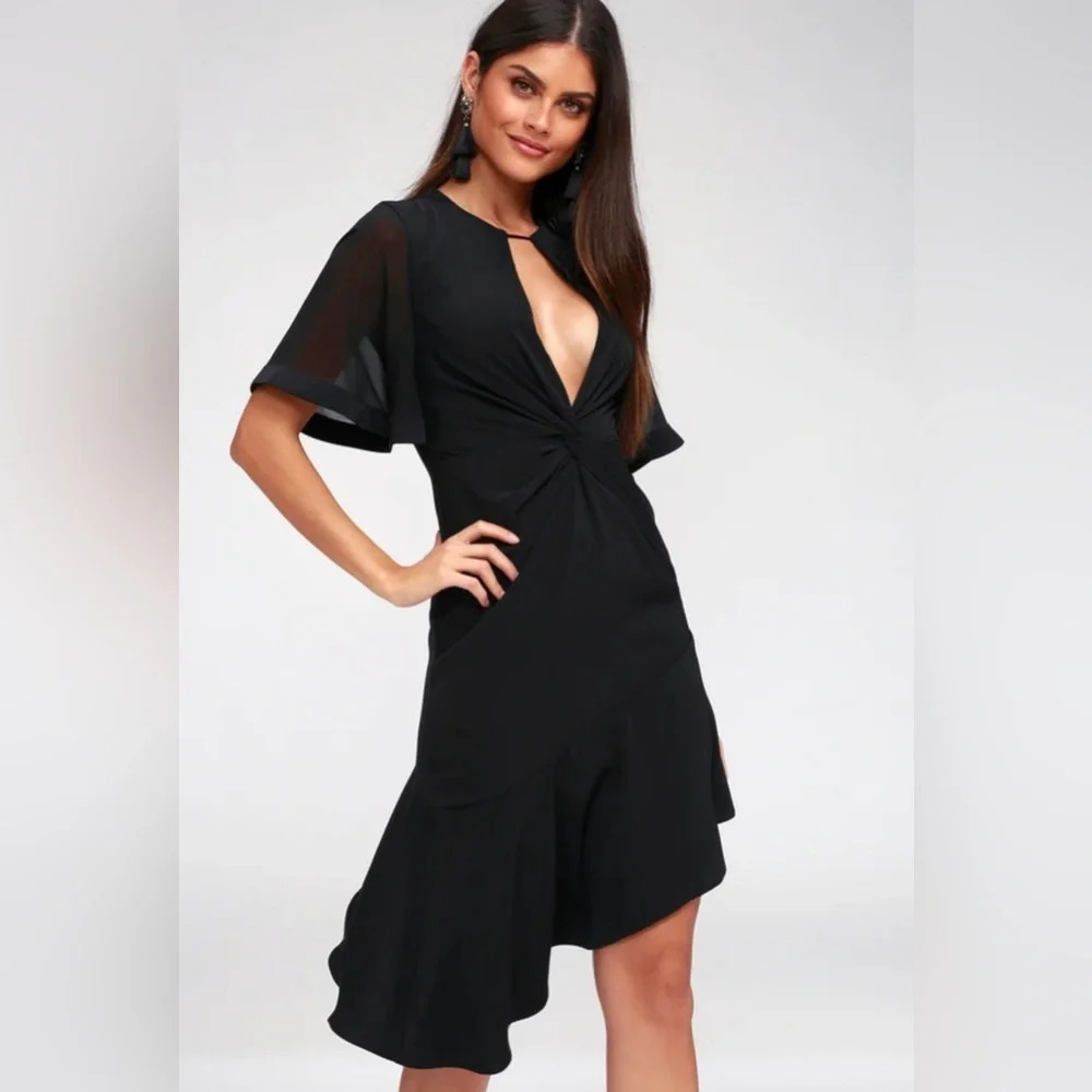 Keepsake No Love Black Knotted Midi Dress